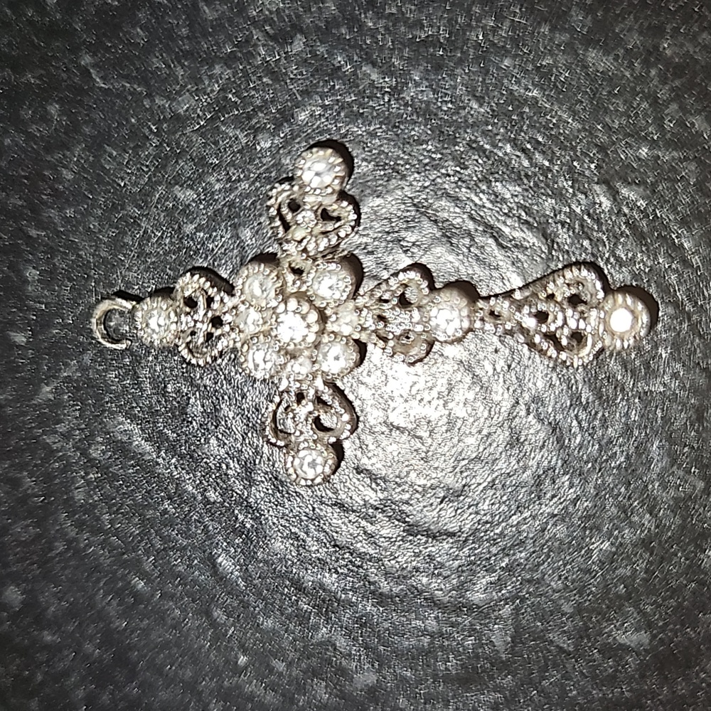 STERLING Cross w/gemstones.